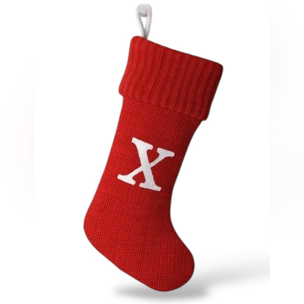 Wondershop Red Knit Christmas Stocking with White Initial letter X